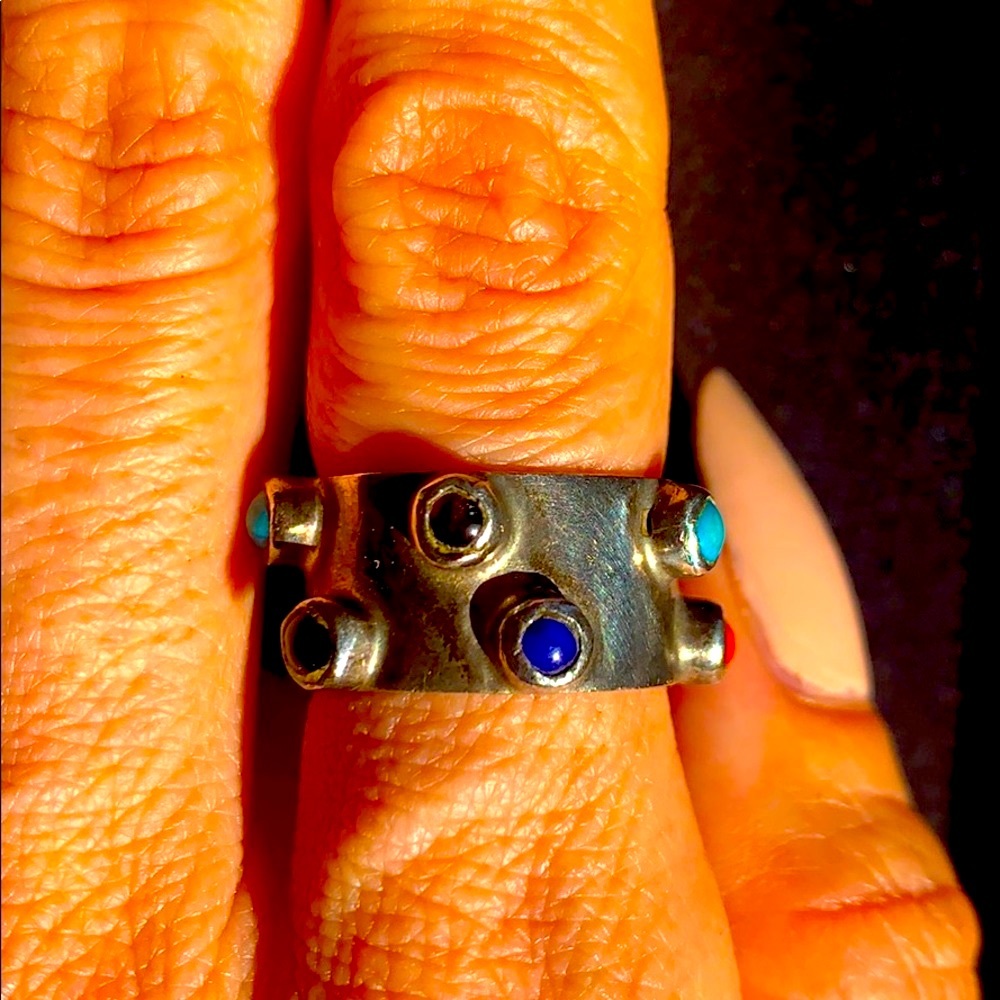 Sterling silver band with gemstones